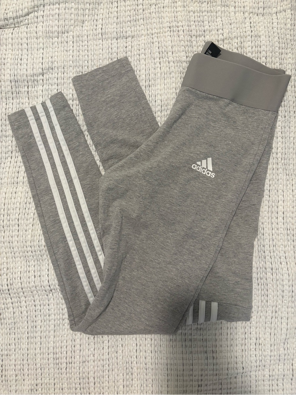 adidas Gray Three-Stripe Leggings